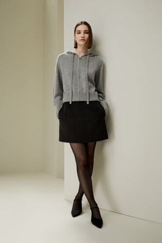 Lilysilk Sweat À Capuche Laine Cachemire Zippé Gris Clair Xs - Doux & Chaud