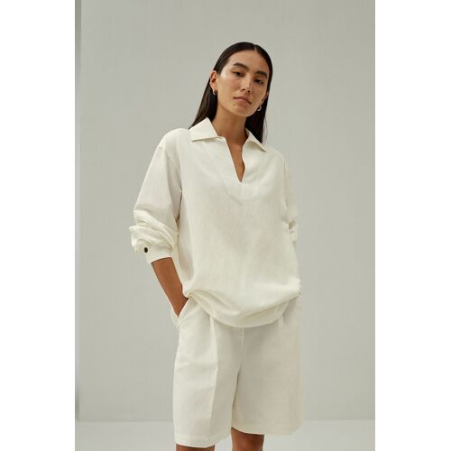 Lilysilk Chemisier En Soie-Lin Épaules Mi-Longues Soie Et Lin Un Design Intemporel Mais Moderne Facile À Assortir Blanc Naturel M