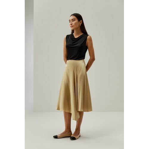 Lilysilk Jupe Mi-Longue Asymétrique Évasée Soie Jaune Ceylan T48 | Élégante Et Polyvalente