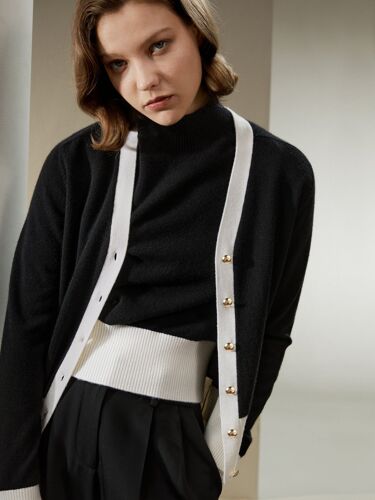 Lilysilk Cardigan Noir Femme Noir Style Minimaliste, Conçu Pour L'automne 100% Cachemire Convient À Toutes Les Saisons M