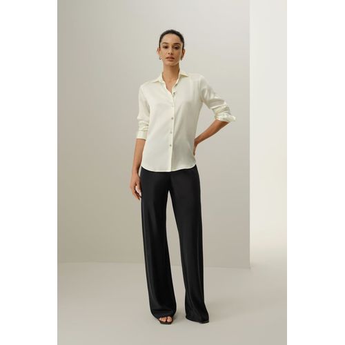 Lilysilk Chemise Soie Col Étalé Blanc L - Luxe, Douceur & Élégance
