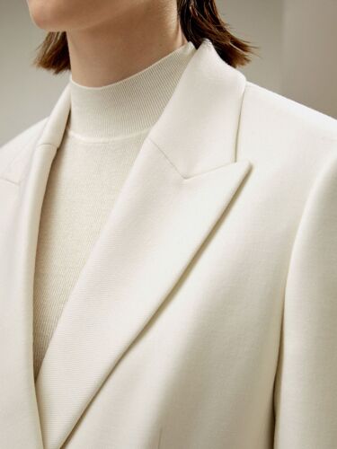 Lilysilk Veste Blazer Laine Femme Blazer Classique Luxueux De Soie Et De Laine Chaleur Et Confort Chaleur Et Confort Blanc Naturel 44