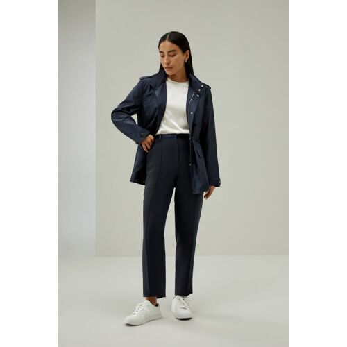 Lilysilk Veste Imperméable Mi-Longue Bleu Marine Xs - Coupe Classique, Capuche, Ajustable