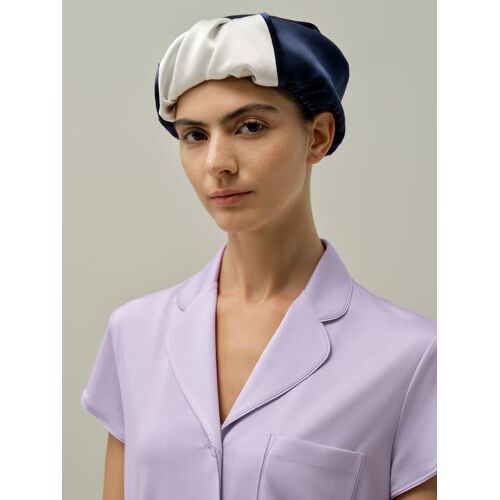 Lilysilk Bonnet De Nuit Soie Multicolore Bleu Marine/Blanc Naturel Taille Unique - Protection & Style