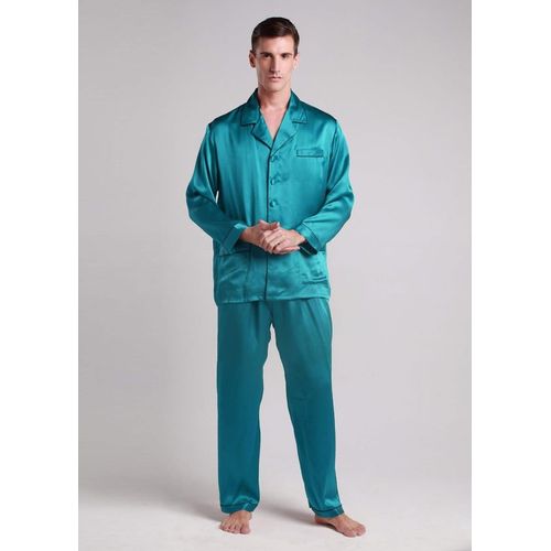 Lilysilk Pyjama Soie Homme Luxe Sarcelle Foncée Xxxl - Ensemble Doux Et Lisse À Col Cranté