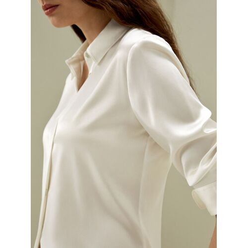 Lilysilk Blouse Soie Femme Manches Longues Soie Charmeuse Les Essentiels De La Garde-Robe Légèreté Luxueuse Blanc Naturel Petite L