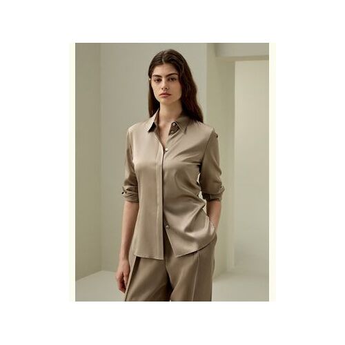 Lilysilk Blouse Soie Les Boutons Cachés Soie De Haute Qualité Convient Au Travail Et Aux Loisirs Coupe Naturelle Chameau Petite Xs