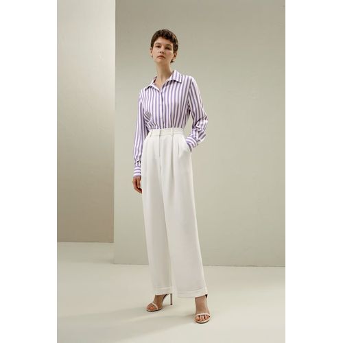 Lilysilk Chemise Soie Rayures Amalfi Lilac-White, Coupe Classique, M