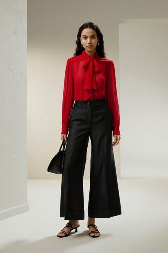 Lilysilk Chemise Jasmin Soie Georgette Noeud Sensuelle Rouge Grenade Xs