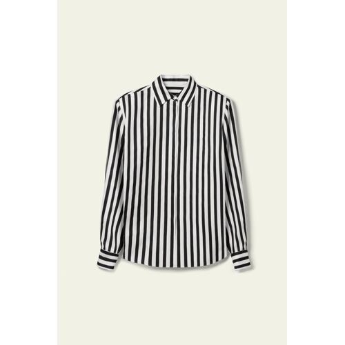Lilysilk Chemisier Soie Femme Lilysilk X Lydia Tomlinson Soie 100 % Luxueuse Oversize Chic Et Pratique Pour Voyager Rayures Noires Et Blanches M