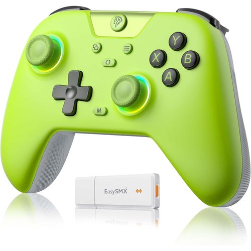 KALANKA-X05 Manettes PC Sans Fil Rechargeable avec RGB/Vibration/Hall Joystick/Hall Trigger, Manette PC Bluetooth pour Switch/Mobile/Android/iOS/Android TV Box, 750 mAh,Vert