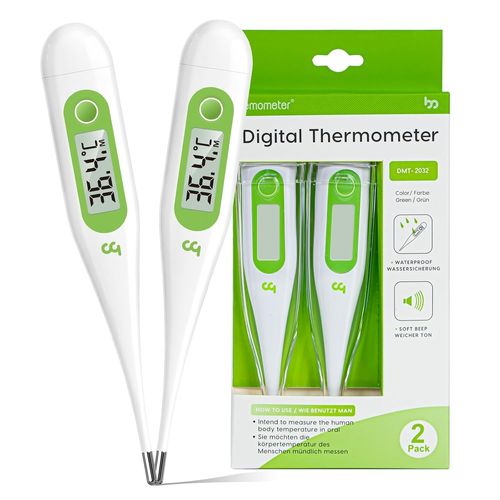 Pack De 2 Numérique Pour Bébé Et Adults,Thermometre Fièvre Médical,Rapide Et Précis,Signal Acoustique,Commutable ¿/¿.[C33]
