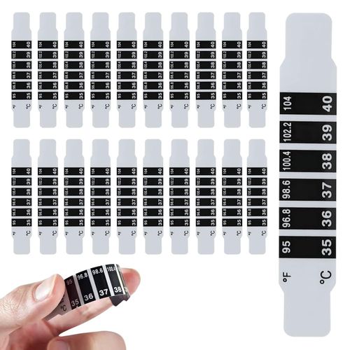 Lot De 20 Bandes De Température,Frontal ,Patch Pour Fièvre Avec 20 Manuels,Termometre Médical Thermomètres De Voyage Pour Bébé,Usage Domestique Et Voyage