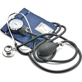 Sphygmomanomètre Anéroïde Avec Stéthoscope Pavillon Double, Tensiomètre Bras Manuel, Sac Pour Service De Secours, Médecin, Consultation, Bleu Noir