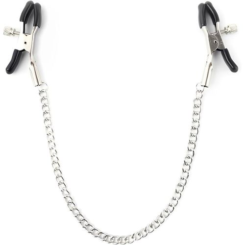 1 Pièce Pinces À Tétons Avec Chaîne,Pinces À Tétons À Pression Réglables Pour Femmes Et Hommes,Noir