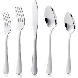 Subzonal-Set Couverts De Table Ménagère: Ensemble Vaisselle De Table 4 Personnes, Ménagères En Acier Inoxydable, 20 Pièces Argenté, Lavables Au Lave-Vaisselle