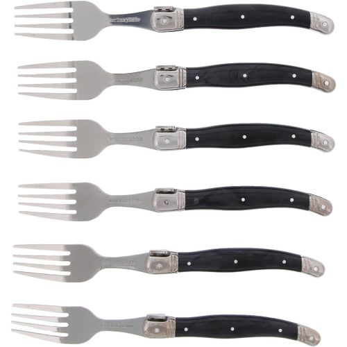 Cfrx-- 7210g-6nt - Boîte De 6 Fourchettes - Acier Inoxydable - Manche Gris Marbré - Boîte Vitrine - Élégance Et Praticité - Dimensions 25.7 X 16.7 X 2 Cm