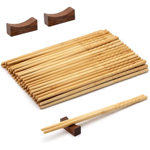 Kalanka-30 Paires Baguettes En Bambou Avec 2 Supports Pour Baguettes, Naturelles Baguette Chinoise Bois, Réutilisables Baguettes Chinoises, Passent Au Lave-Vaisselle