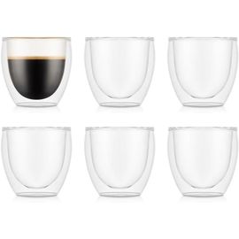 Subzonal-4557-10-12 - Pavina - Coffret De 6 Verres Double Paroi - 0.08 L, Transparent, 6 Unité