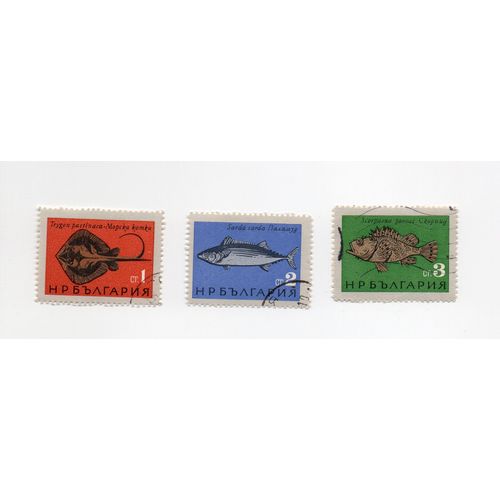 Bulgarie- Lot De 3 Timbres Oblitérés- Poissons