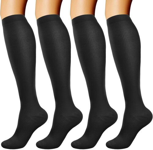 Jexnovashop-4 Paires Chaussettes De Compression Pour Femmes & Hommes Circulation Pour Athlétisme,Course,Cyclisme,Voyage