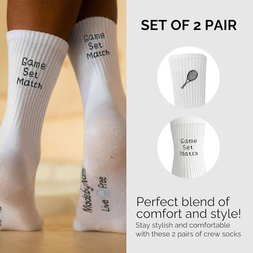 Kalanka-Lot De 2, 4, 8 Paires De Chaussettes De Tennis, Blanches, Unisexes, En Coton, Avec Broderie, Jeu De Match, Chaussettes De Tennis Amusantes Avec Motif, Idée Cadeau Pour Homme Et Femme