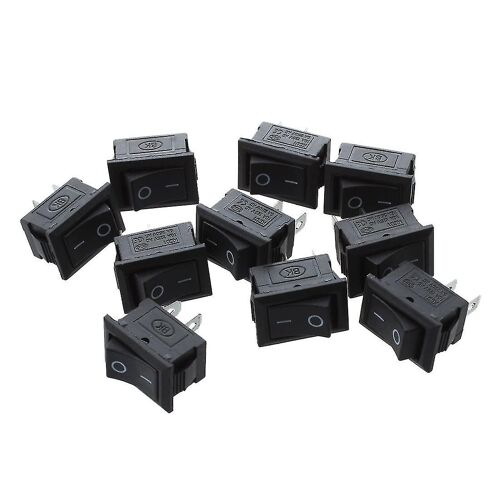 10 Pcs Spst Mini Noir 2 Pin Rocker Switch Ac 125v 10a 250v 6a