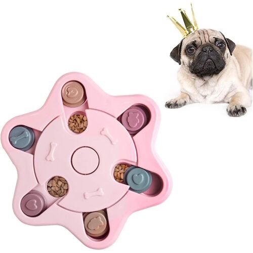 Puzzle Pour Chien, Distributeur De Nourriture Pour Chien, Jouet Interactif Durable Pour Chien, Jouet D'entraînement Au Qi Pour Chiot (Rose)