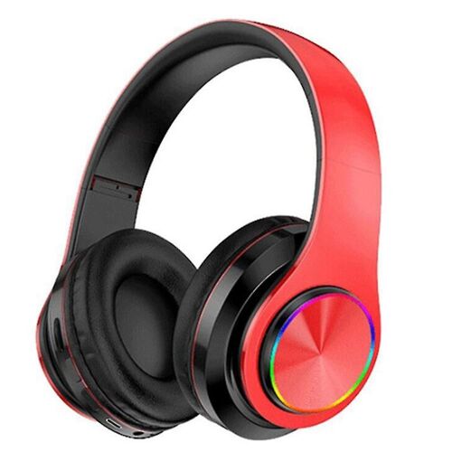 Casque sans fil Bluetooth supra-auriculaire avec micro (rouge)