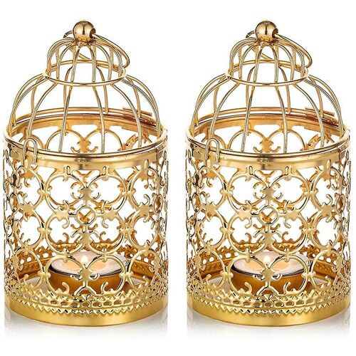 20 252 petites lanternes à suspendre en métal en forme de cage à oiseaux, lanternes à bougies dorées, décoration vintage