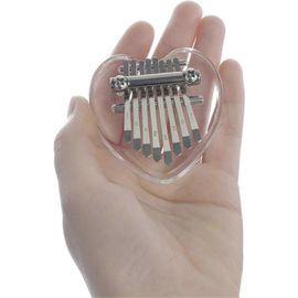 Mini Kalimba À 8 Touches En Bois Et Cristal Acrylique Exquis Piano Marimba Accessoire Musical Cadeau (En Forme De Coeur)