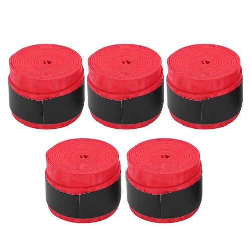 Lot De 5 Bandes Antidérapantes Mates Et Respirantes Pour Raquettes De Badminton Et De Tennis De Table (Rouge)