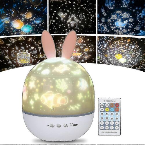 Projecteur D'étoiles Pour Enfants, Veilleuse Musicale Rotative À 360° + Minuterie + Télécommande + 6 Couleurs, Veilleuse Led Ciel Étoilé Pour Bébé Pour Anniversaire, Chr