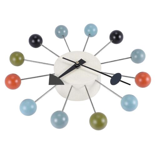 Horloge murale décorative simple et colorée avec boules colorées et modernes, style sport, simulation artistique, bonbons, couleurs mélangées