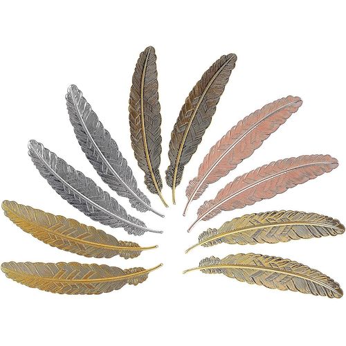 Marque-Pages En Métal Avec Plumes, Simples, Élégants Et Fins, En Forme De Plume, Cadeau Idéal Pour Adultes Et Enfants
