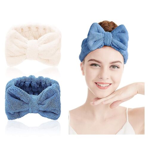 Serre-Têtes À Noeud Papillon - Bandeau Cosmétique, Bandeau De Maquillage, Couvre-Chef Élastique En Flanelle Pour Femmes Et Filles
