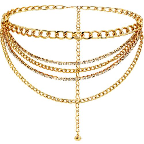 2025 - Ceinture À Chaîne Superposée Pour Femme Avec Strass, Style Punk, Magnifique Robe À Chaîne Pour Femme
