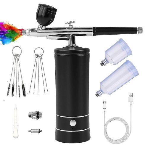 Kit avec compresseur, brumisateur portable rechargeable avec buse de 0,2 m