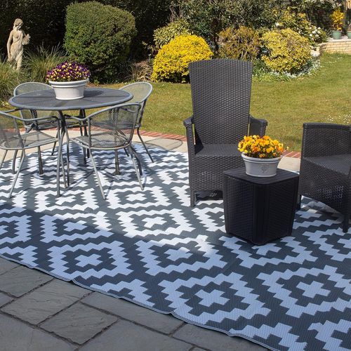 Sjzg-Valiant Tapis D'extérieur Imperméable Pour Jardin, Terrasse Et Terrasse ¿ Gris Géométrique ¿ 1,8 M X 1,2 M
