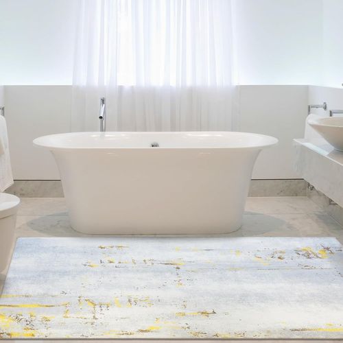 Sjzg-Grand Tapis Lavable Pour Salon, 80 X 150 Cm, Tapis Vintage Pour Chambre À Coucher, Antidérapant, Jaune, 12510080