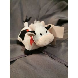 Petit Doudou Vache Blanche Noire Bandana Rouge Sonore Aurora