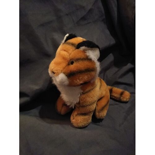 Doudou Peluche Tigre Blanc Marron Noir Assis M.T
