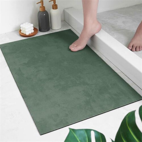 KAL-Tapis De Bain Super Absorbant Antidérapant, Couleur Unie Tapis Salle De Bain Diatomite, Rectangulaire Sèche Rapide Tapis Lavables Pour Douche, Entré, Cuisine (40X60Cm,Vert Foncé)