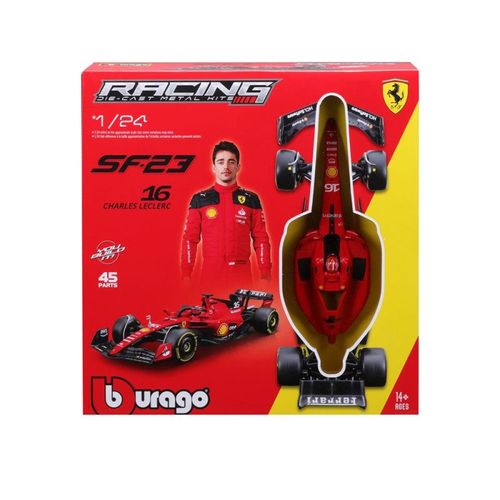 Véhicules miniatures Die Cast 1/24 KIT A MONTER RACING F1 SF 2023 - avec casque et stand Ferrari #Leclerc