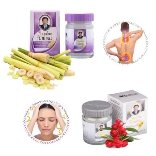 2x Wang Prom Balms 50g - 1x Violet: Rafraîchissant A La Citronnelle Et 1xblanc: Réchauffant Au Camphre - Vertiges Et Névralgies 