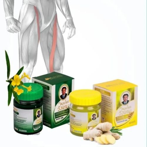 2x Baumes Wang Prom 50g - 1 Baume Vert (Saledphangphon):Douleurs Musculaires + 1 Baume Jaune (Phlai): Massage Aux Herbes & Douleurs 