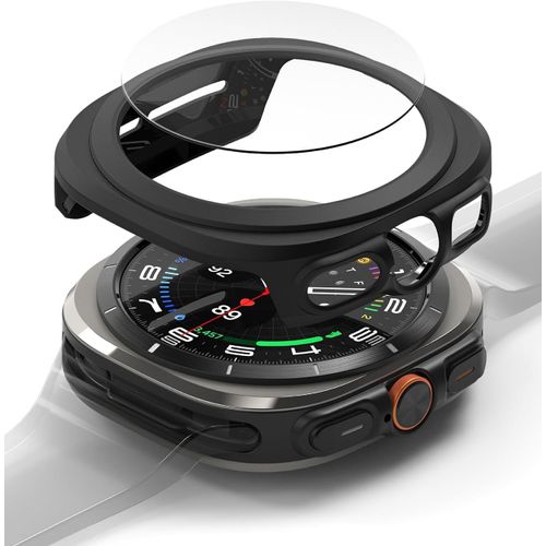 Coque Ultra-Fine Anti-Jaunissement + Verre Trempé De Protection Compatible Samsung Galaxy Watch Ultra ¿ Noir Mat