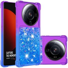Coque Quicksand Paillettes Liquides Pour Xiaomi 12 Ultra / 12s Ultra - Bumper Silicone Antichoc Anti-Rayures, Dégradé Violet-Bleu