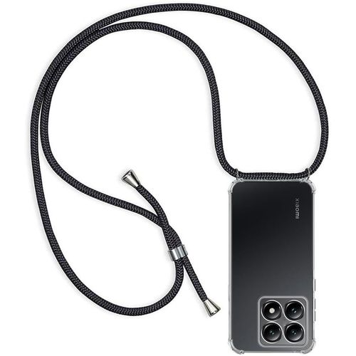 Coque Xiaomi 14t Pro Transparente Tpu Souple Avec Bandoulière Réglable Détachable 1,5 M Protection Anti-Chocs 4 Coussins D'air Silicone Noir