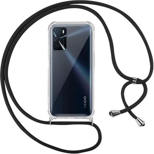 Coque Transparente Souple Tpu Pour Oppo A16/A16s/A54s 6,52 Pouces Avec Cordon Tour De Cou Noir